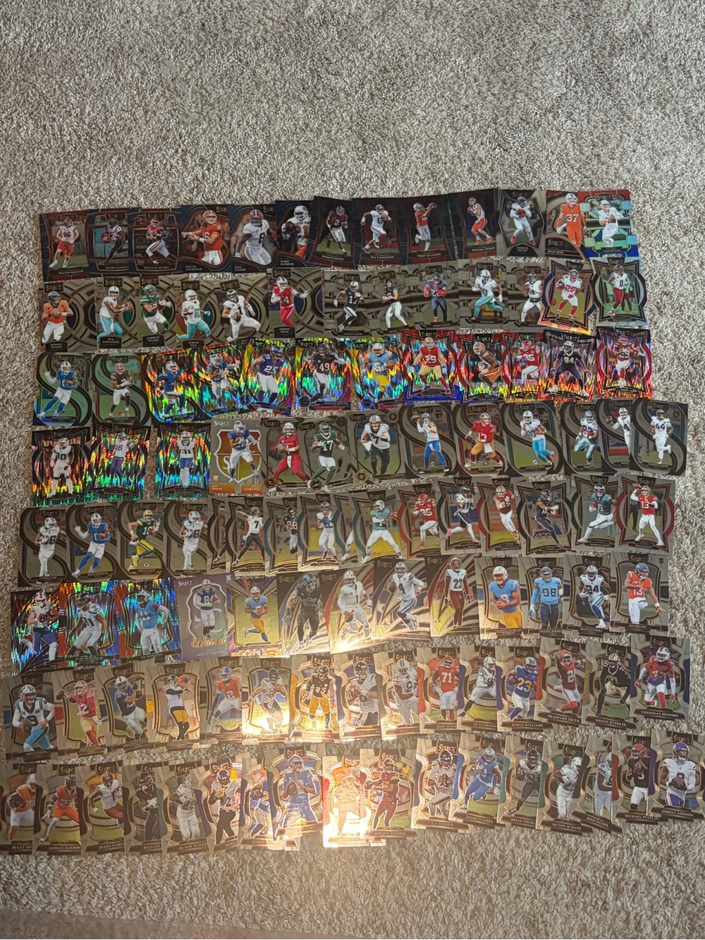 Lot of 112 - 2021-2025 Panini Select football cards with rookies & parallels